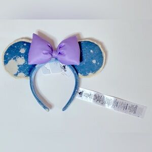 NWT Disney Parks‎ Minnie Mouse Bow Ears - Distressed Denim with Lavender Bow